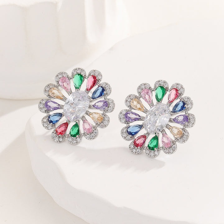 Multicolor Floral Mirage Silver Earrings - Reet Pehal