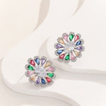 Load image into Gallery viewer, Multicolor Floral Mirage Silver Earrings - Reet Pehal
