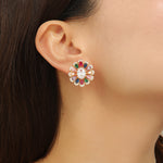 Load image into Gallery viewer, Multicolor Floral Mirage Gold Earrings - Reet Pehal
