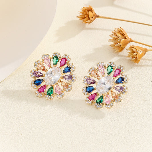 Multicolor Floral Mirage Gold Earrings
