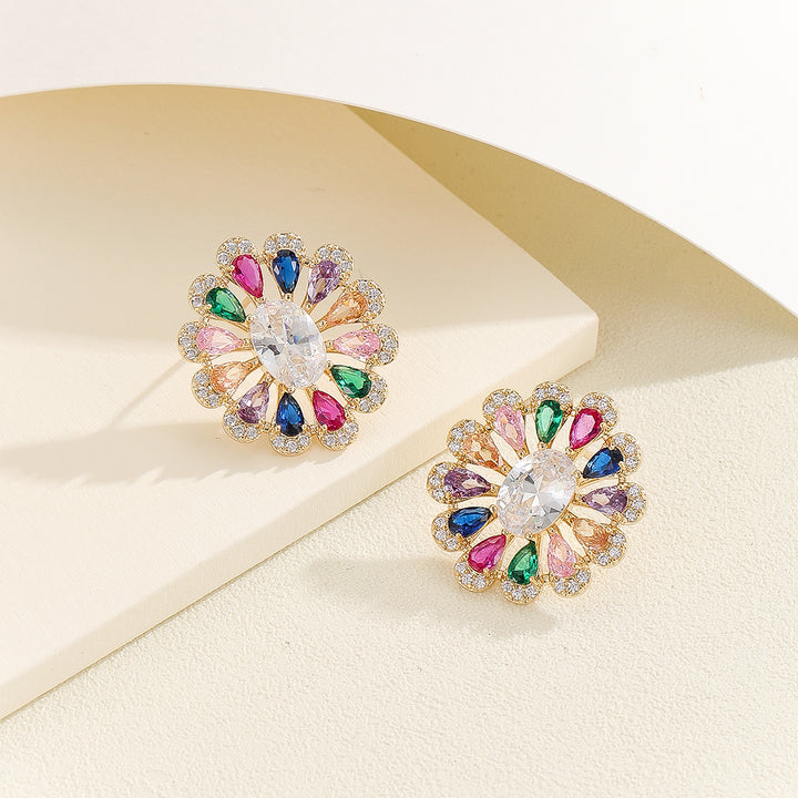 Multicolor Floral Mirage Gold Earrings - Reet Pehal