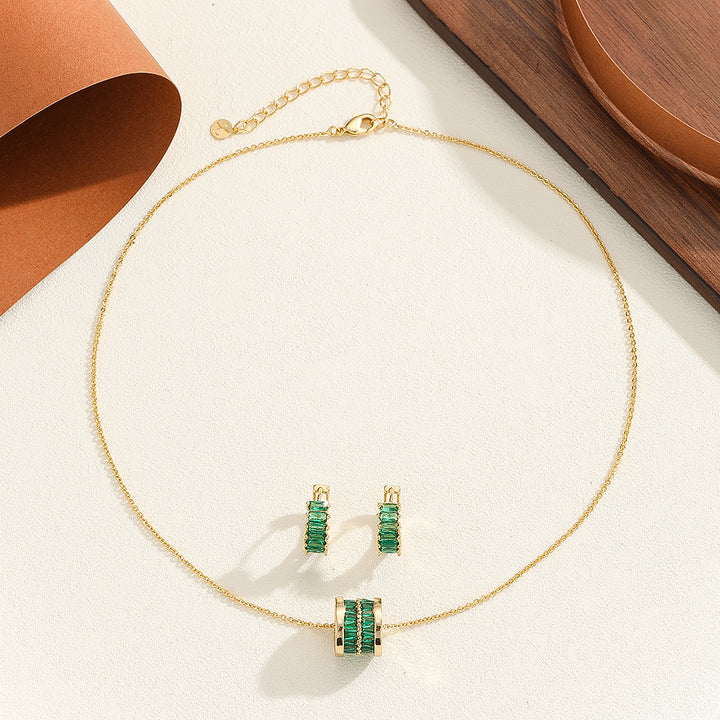 Green Marvel Gold Pendant Set - Reet Pehal