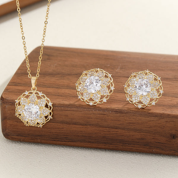 Luminous Gem Cage Gold Pendant Set - Reet Pehal