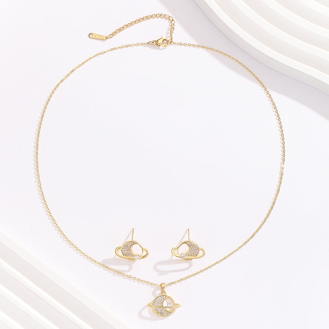 Lunar Serenity Gold Pendant Set - Reet Pehal