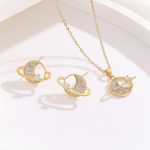 Lunar Serenity Gold Pendant Set - Reet Pehal