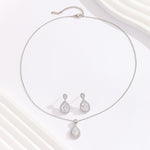 Load image into Gallery viewer, Glistening Silver Teardrop Pendant Set - Reet Pehal
