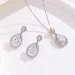 Load image into Gallery viewer, Glistening Silver Teardrop Pendant Set - Reet Pehal
