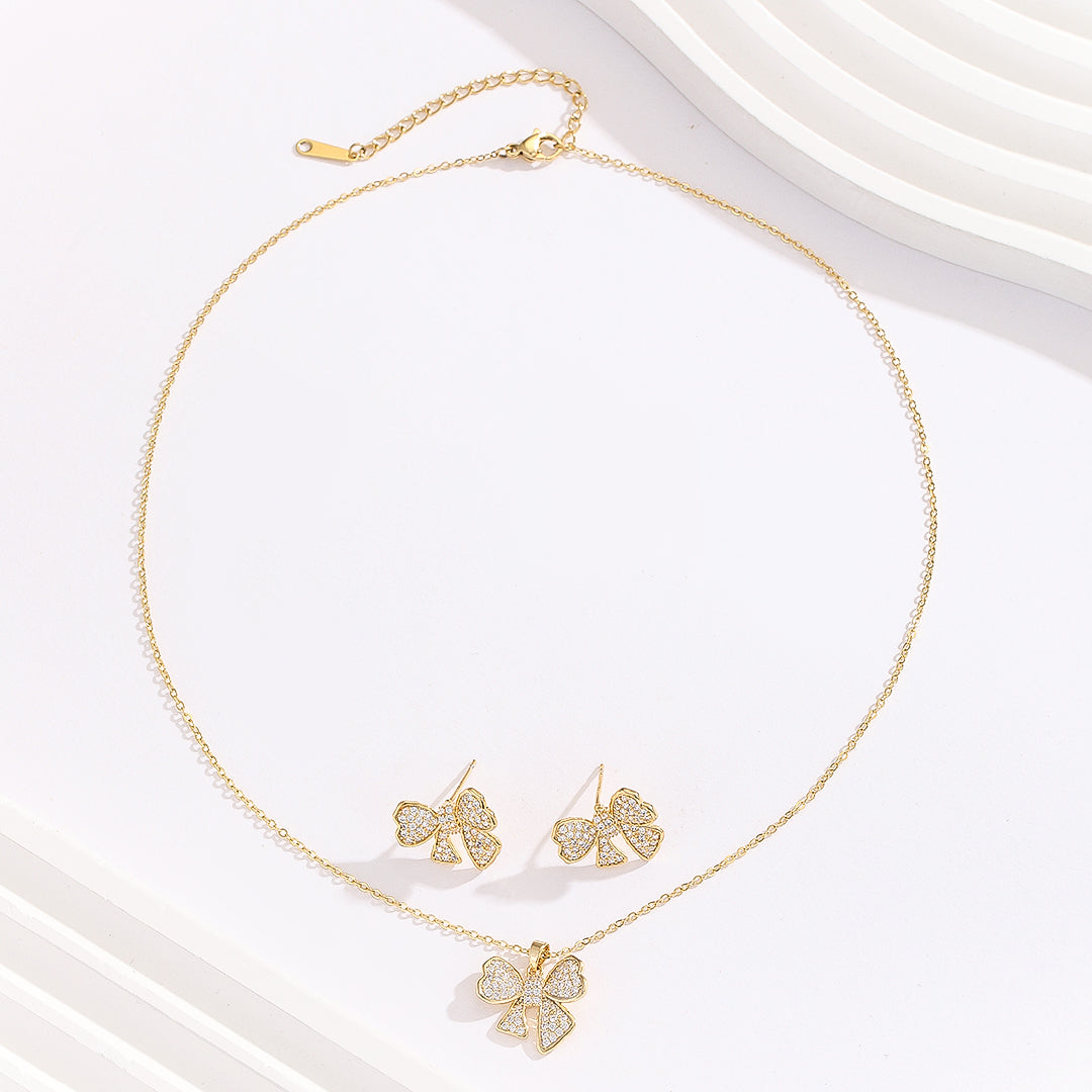 Gold Ribbon Bliss Pendant Set - Reet Pehal