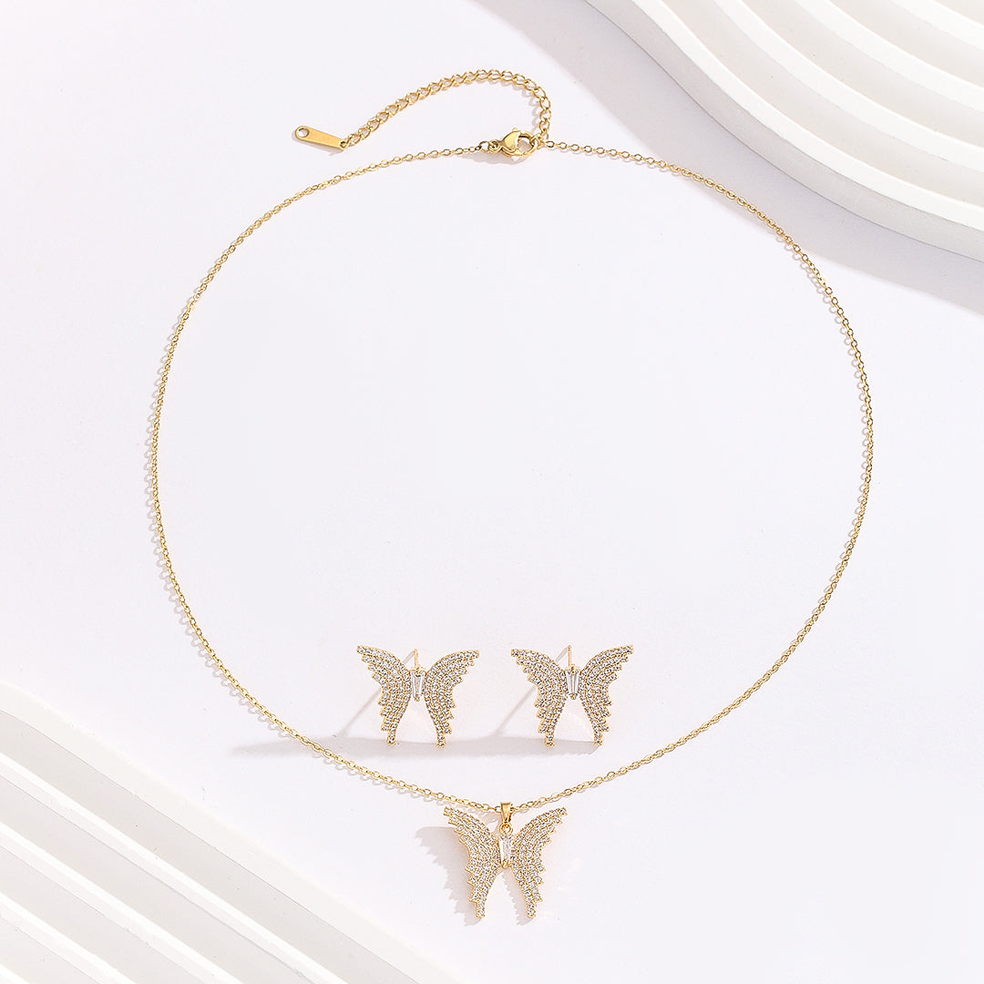 Butterfly Eleganza Gold Pendant Set - Reet Pehal