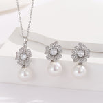 Load image into Gallery viewer, Floral Splendor Pearl Silver Pendant Set - Reet Pehal
