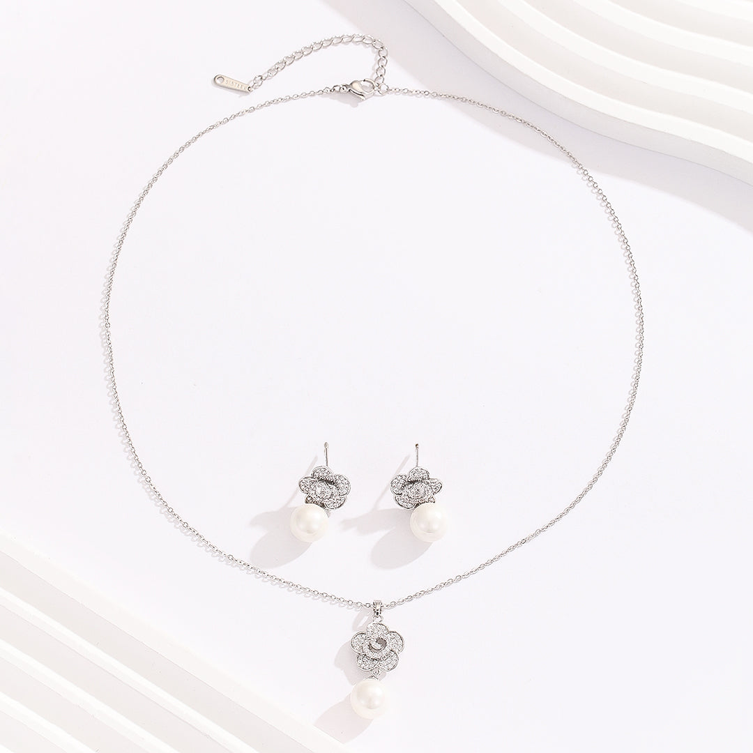 Sparkling Orchid Silver Pendant Set - Reet Pehal