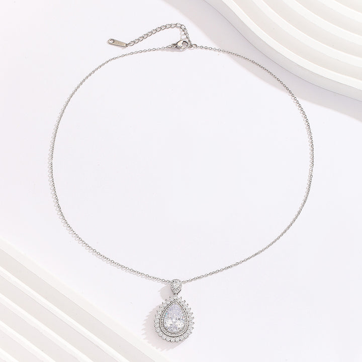 Glamorous Silver Pear Shaped Necklace - Reet Pehal