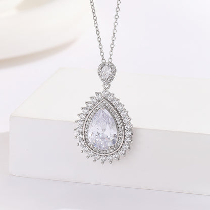 Glamorous Silver Pear Shaped Necklace
