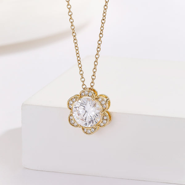 Gleaming Round Flower Gold Pendant - Reet Pehal