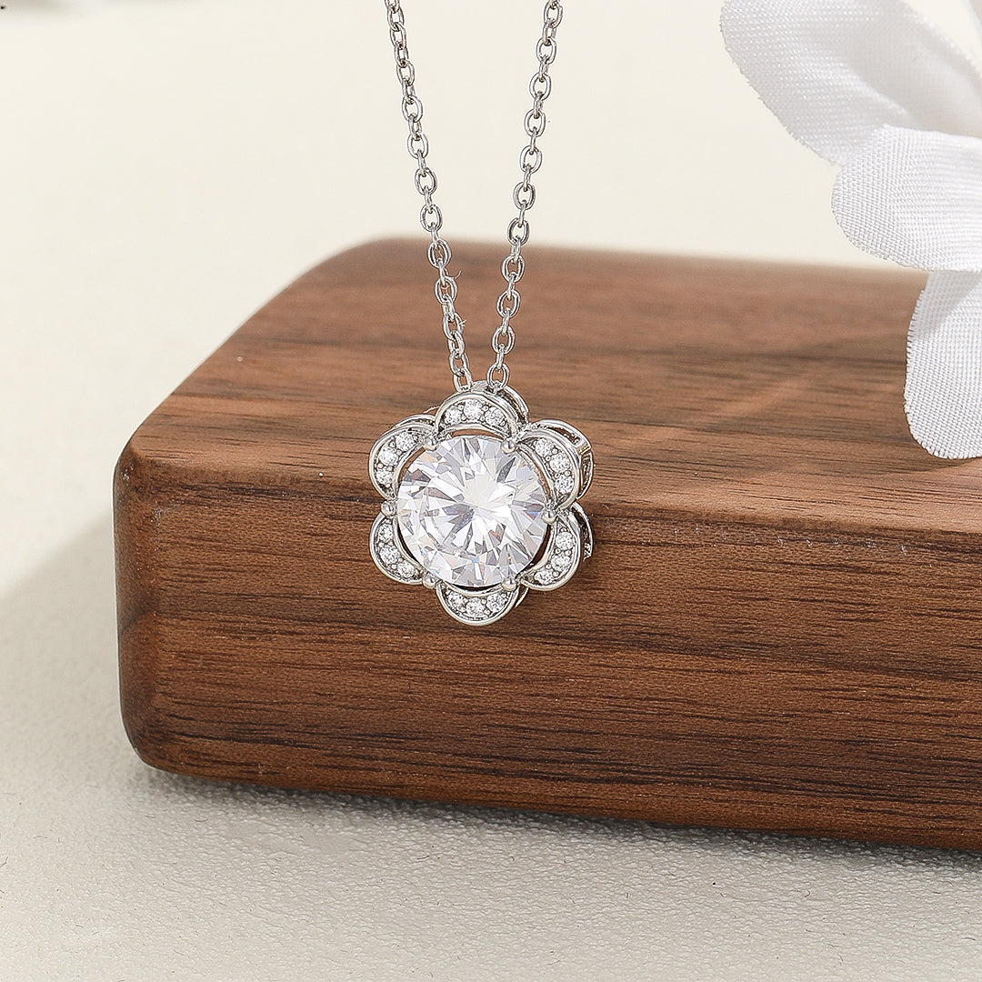 Gleaming Round Flower Diamond Pendant