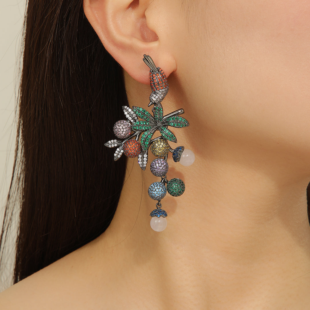 Lifelike Multicolor Plumage Marvel Earrings - Reet Pehal