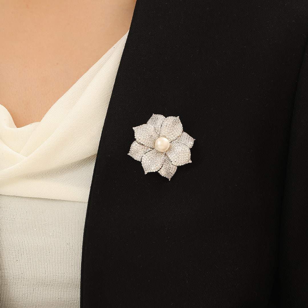 Ethereal Pearl Flower Brooch - Reet Pehal