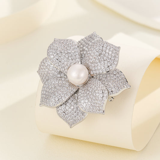 Ethereal Pearl Flower Brooch