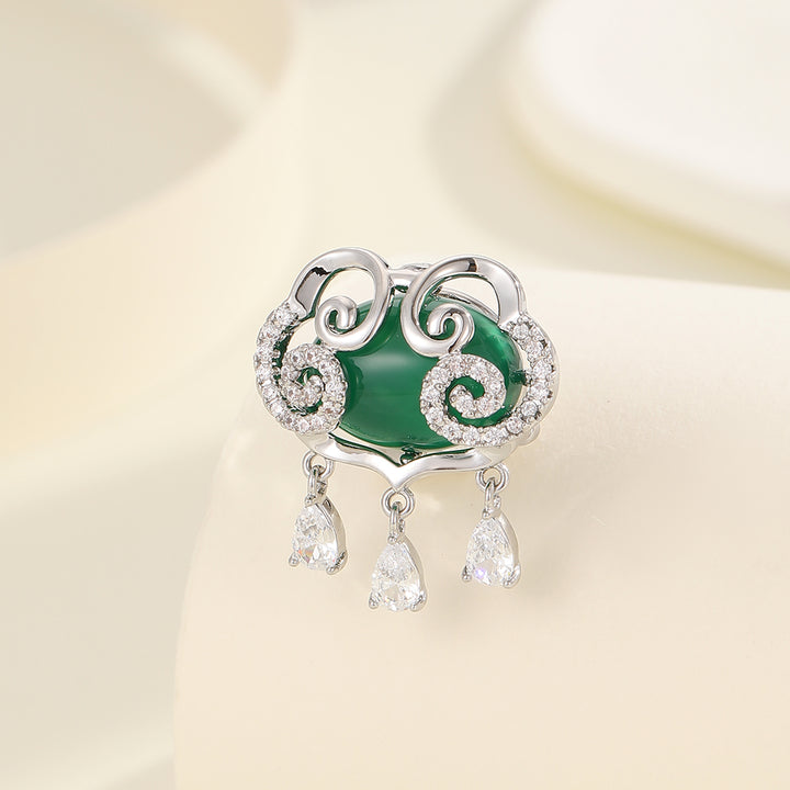 Swirling Emerald Radiance Brooch - Reet Pehal