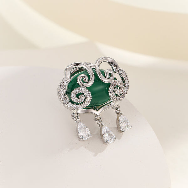 Swirling Emerald Radiance Brooch - Reet Pehal