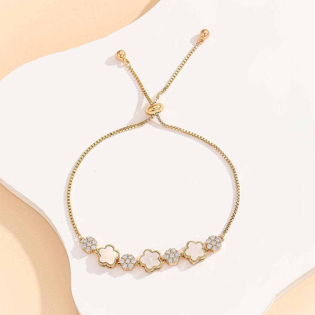 Elegant Gold Clover Bloom Bracelet - Reet Pehal