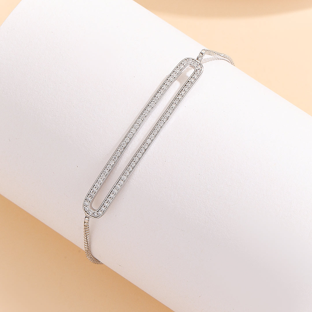 Shimmering Silver Bar Chain Bracelet