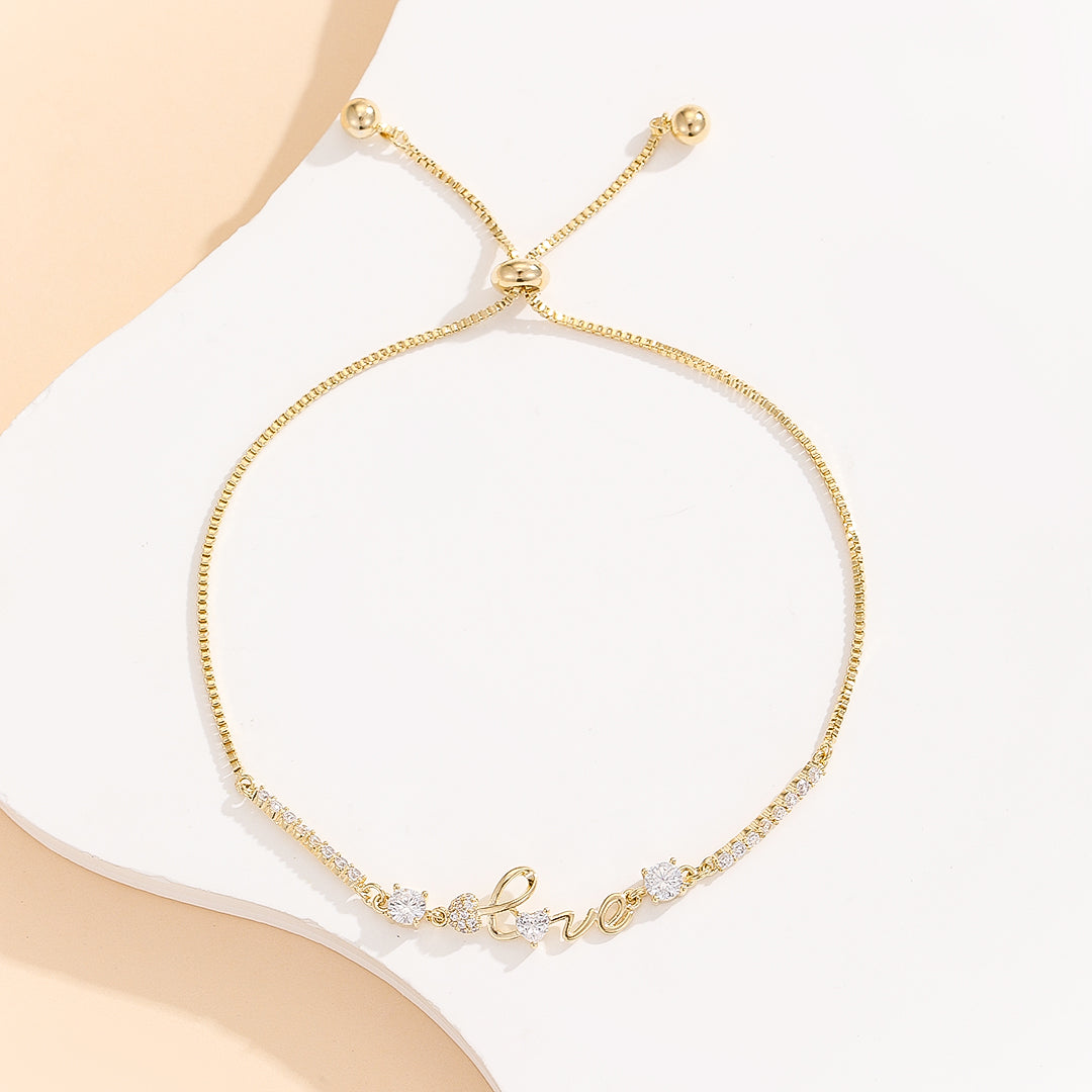 Stylish Stone-Studded Gold Love Bracelet - Reet Pehal