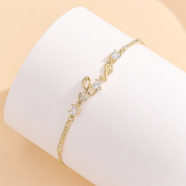 Stylish Stone-Studded Gold Love Bracelet - Reet Pehal