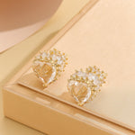 Load image into Gallery viewer, Pretty Golden Crystal Heart Studs - Reet Pehal
