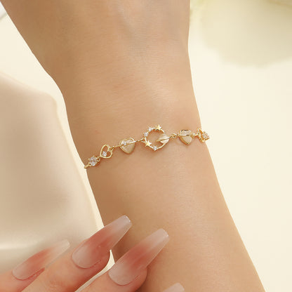 Graceful Gold Hearts Aglow Starry Bracelet