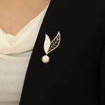 Load image into Gallery viewer, Gilded Leaf Pearl Brooch - Reet Pehal
