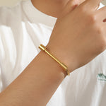 Load image into Gallery viewer, Minimalist Men&#39;s Gold Handcuff Bangle
