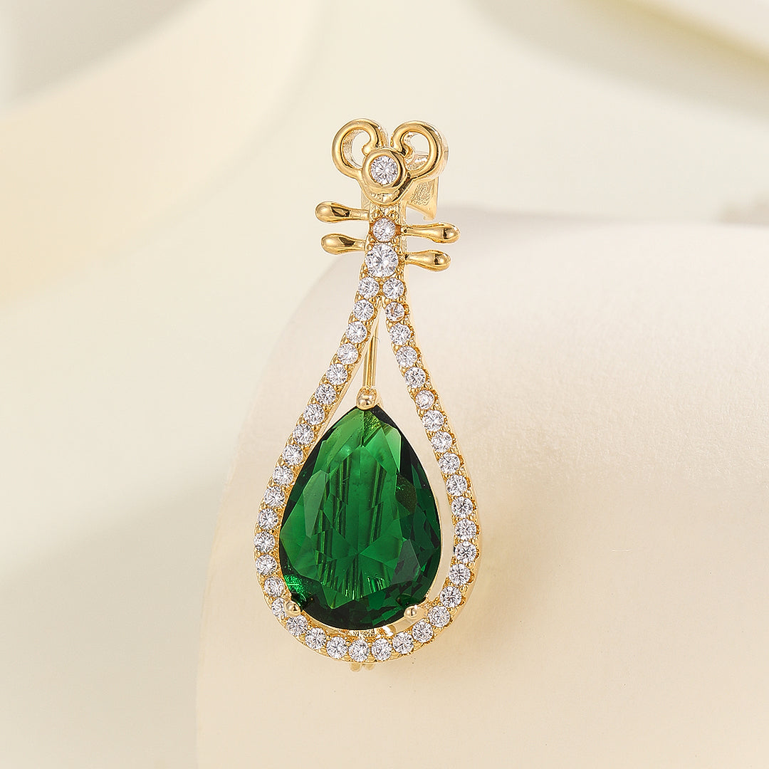 Elegant Emerald Loop Brooch - Reet Pehal