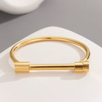 Load image into Gallery viewer, Minimalist Men&#39;s Gold Handcuff Bangle
