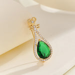 Load image into Gallery viewer, Elegant Emerald Loop Brooch - Reet Pehal
