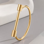 Load image into Gallery viewer, Minimalist Men&#39;s Gold Handcuff Bangle
