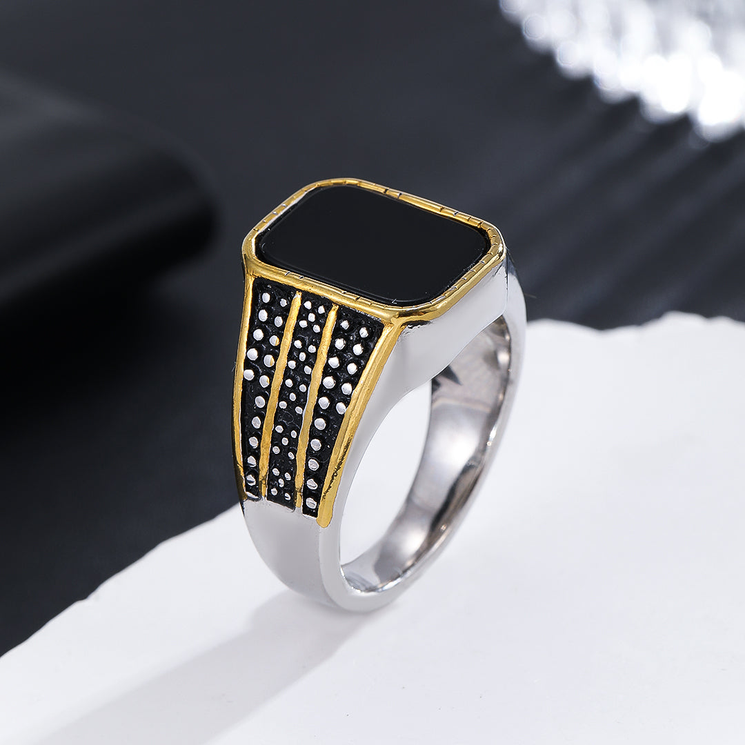 Captivating Monochrome Chic Inlay Ring