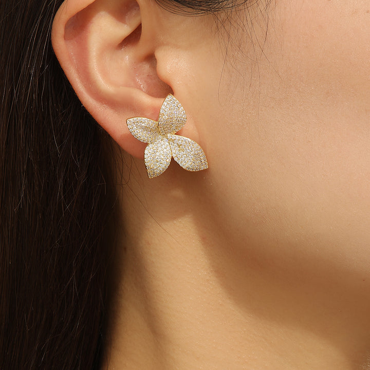 Opulent Golden Fluttering Butterfly Earrings - Reet Pehal