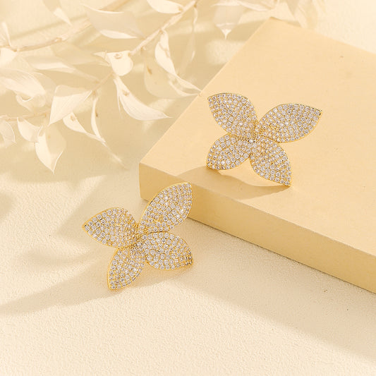 Opulent Golden Fluttering Butterfly Earrings - Reet Pehal