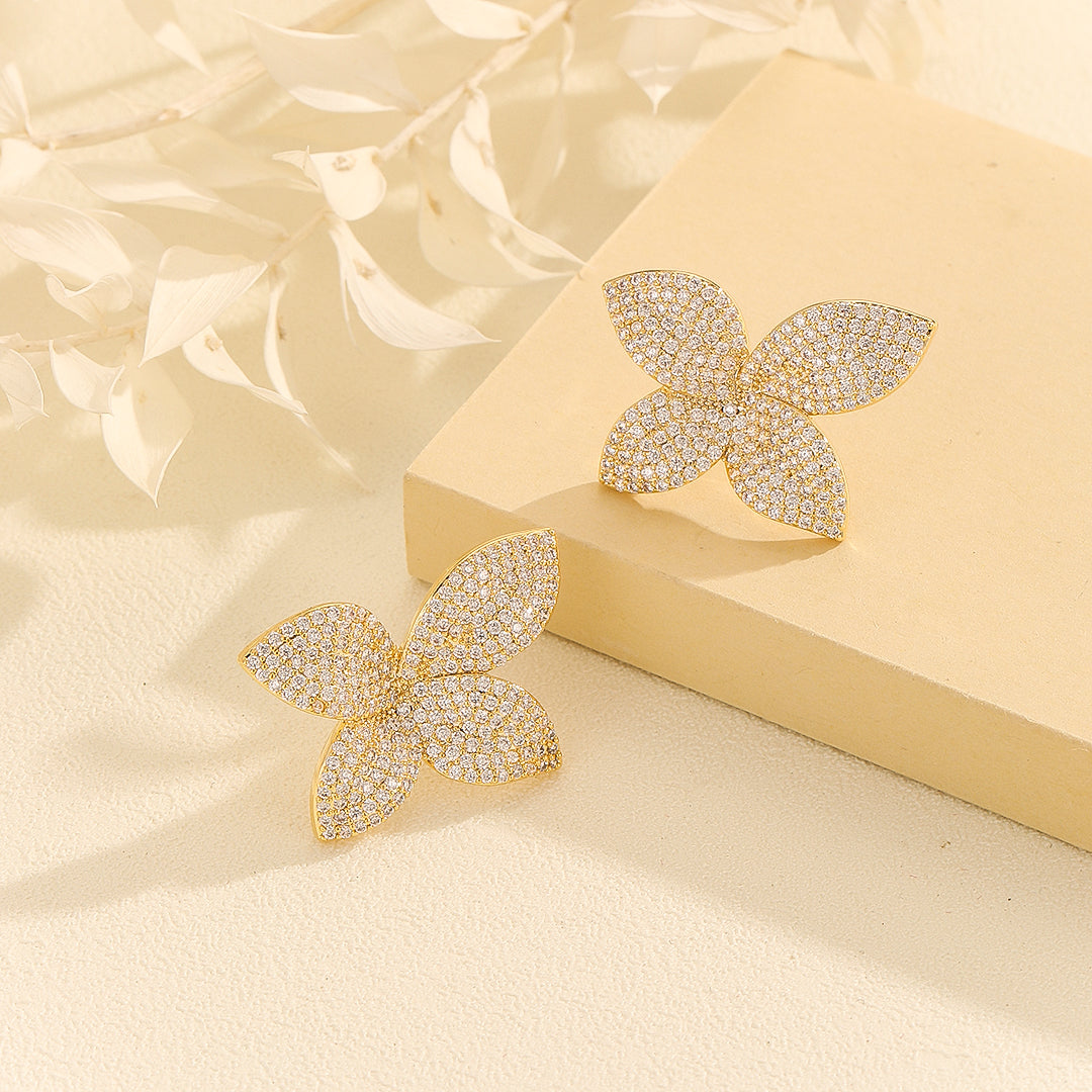 Opulent Golden Fluttering Butterfly Earrings - Reet Pehal