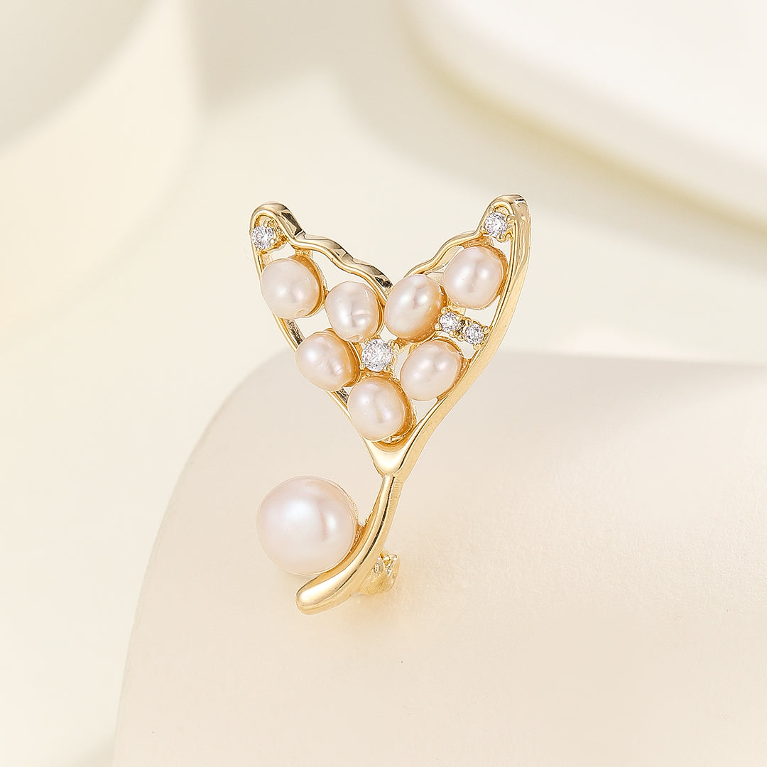 Intricate Pearl Harmony V Brooch - Reet Pehal