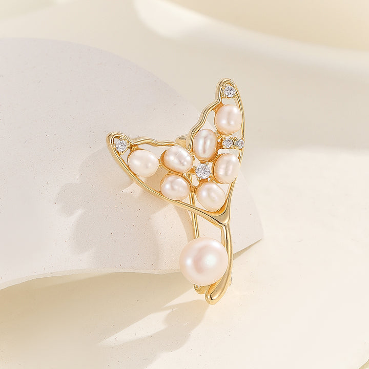 Intricate Pearl Harmony V Brooch - Reet Pehal