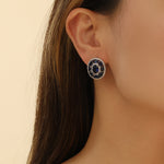 Load image into Gallery viewer, Concentric Blue Gemstone Earrings - Reet Pehal
