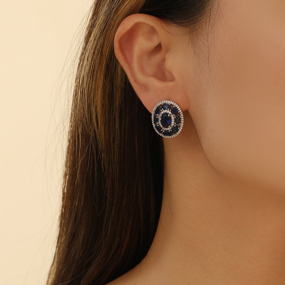 Concentric Blue Gemstone Earrings - Reet Pehal