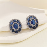 Load image into Gallery viewer, Concentric Blue Gemstone Earrings - Reet Pehal
