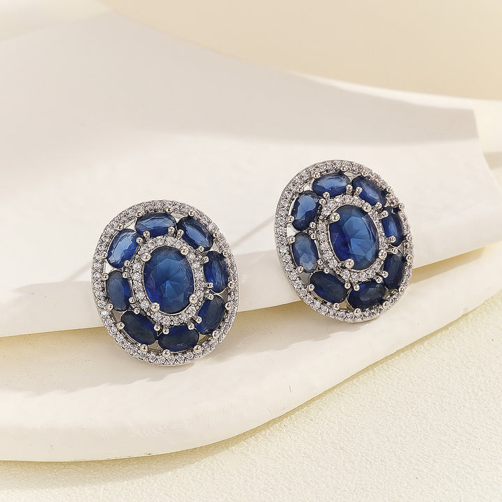 Concentric Blue Gemstone Earrings - Reet Pehal