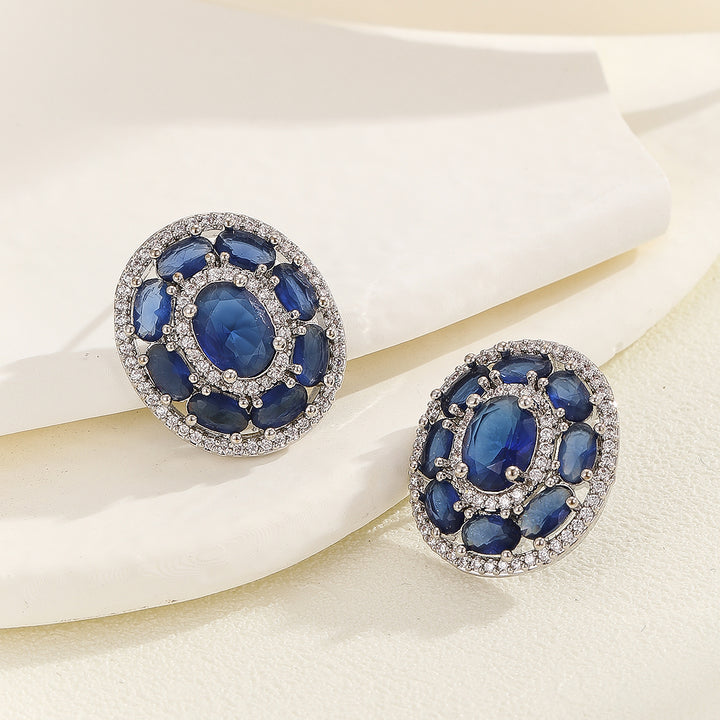 Concentric Blue Gemstone Earrings - Reet Pehal