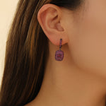 Load image into Gallery viewer, Modern Magenta Sparkle Dangle Earrings - Reet Pehal
