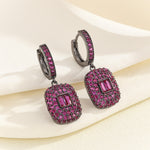 Load image into Gallery viewer, Modern Magenta Sparkle Dangle Earrings - Reet Pehal
