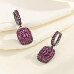 Load image into Gallery viewer, Modern Magenta Sparkle Dangle Earrings - Reet Pehal
